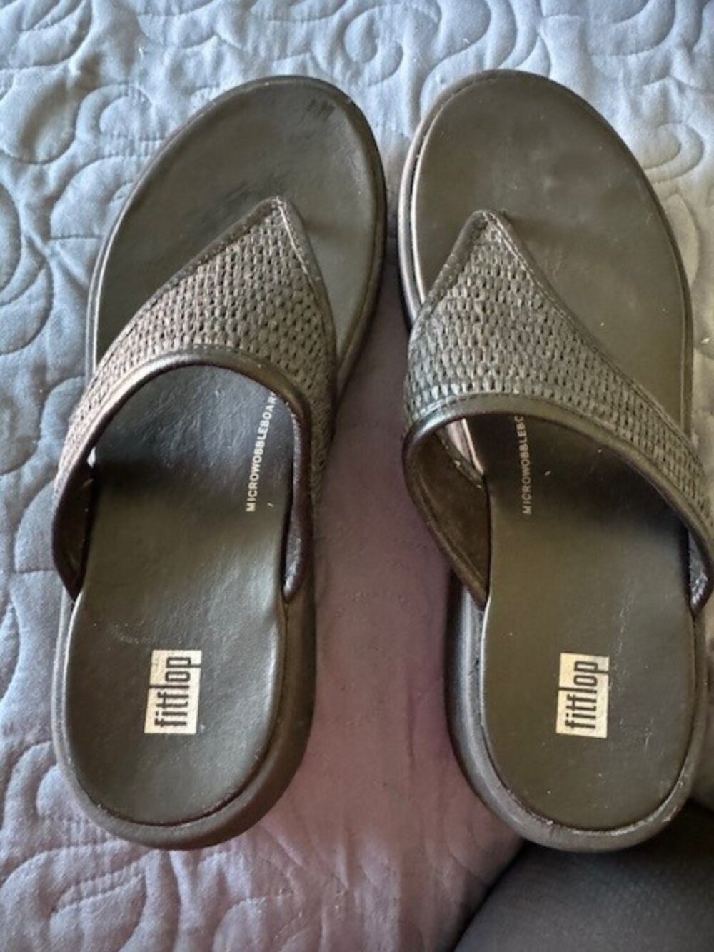 Fitflop Women's Black Leather Thong Sandals Size 8